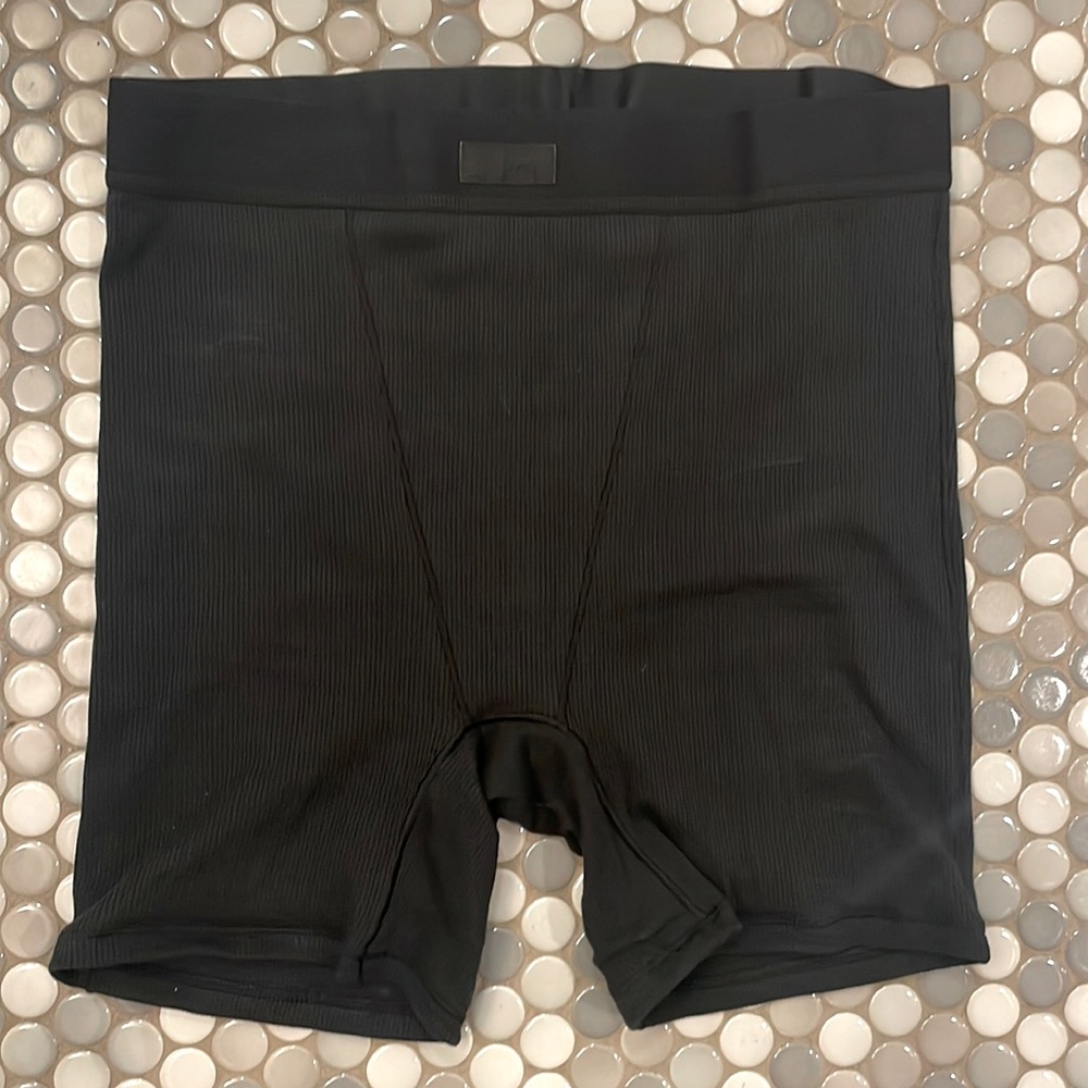 Skims Cotton Rib Boxer - Soot, M